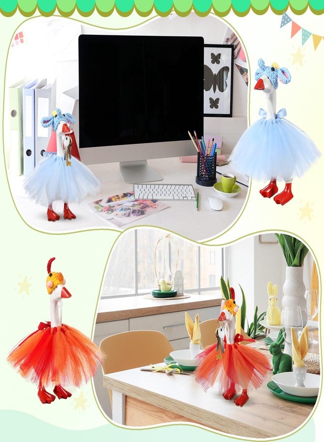 Sunnymove 6 Set 7 Inch Mini Desk Goose Outfits with Animals Shape Knitting Hat Tutu Dress Mini Desk Goose Customs for Magnetic Statue Key Holder Decor - Image 5